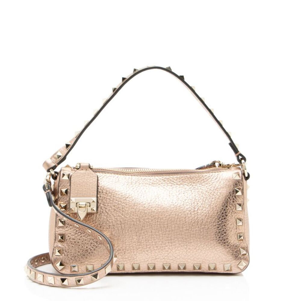 Valentino Metallic Calfskin Rockstud Small Shoulder Bag